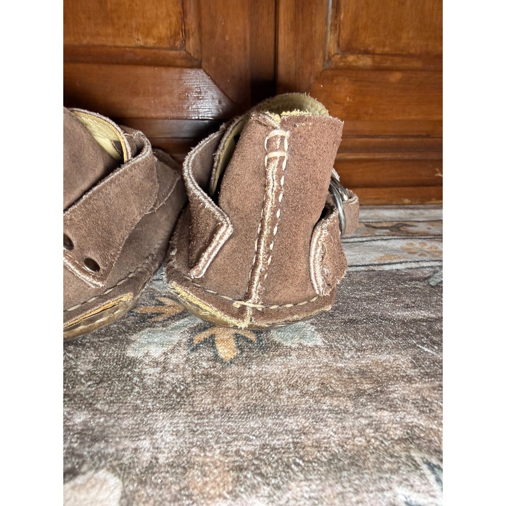 Quoddy Handcrafted Brown Suede Ring Buckle Moccasins Boho Whipstitch Loafers 7.5 - Picture 12 of 16